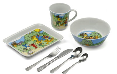 Zilverstad Sesamstraat kinderserviesje (collectie 2009) - Leeuwin.nl